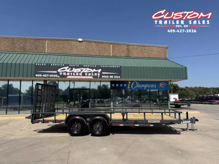 New #146637 2026 LAMAR U5 20 X 83 TANDEM AXLE PIPE TOP 10K UTILITY W/ REAR RAMP GATE