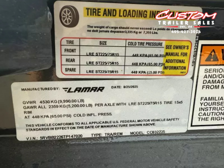 New #147020 2026 LAMAR CC 22 X 83 TANDEM AXLE 10K WOOD FLOOR CAR HAULER