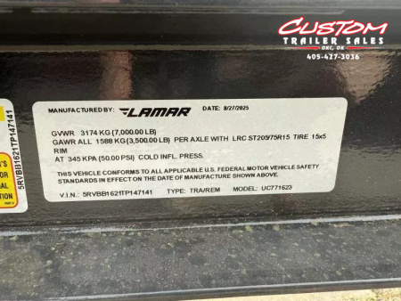 New #147141 2026 LAMAR UC 16 X 77 TANDEM AXLE 7K SQUARE TUBE TOP UTILITY W/ SLIDE IN RAMPS