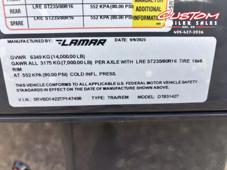 New #147498 2026 LAMAR DT 14 X 83 TANDEM AXLE BUMPER PULL 14K TELESCOPIC DUMP W/ 2' SIDES