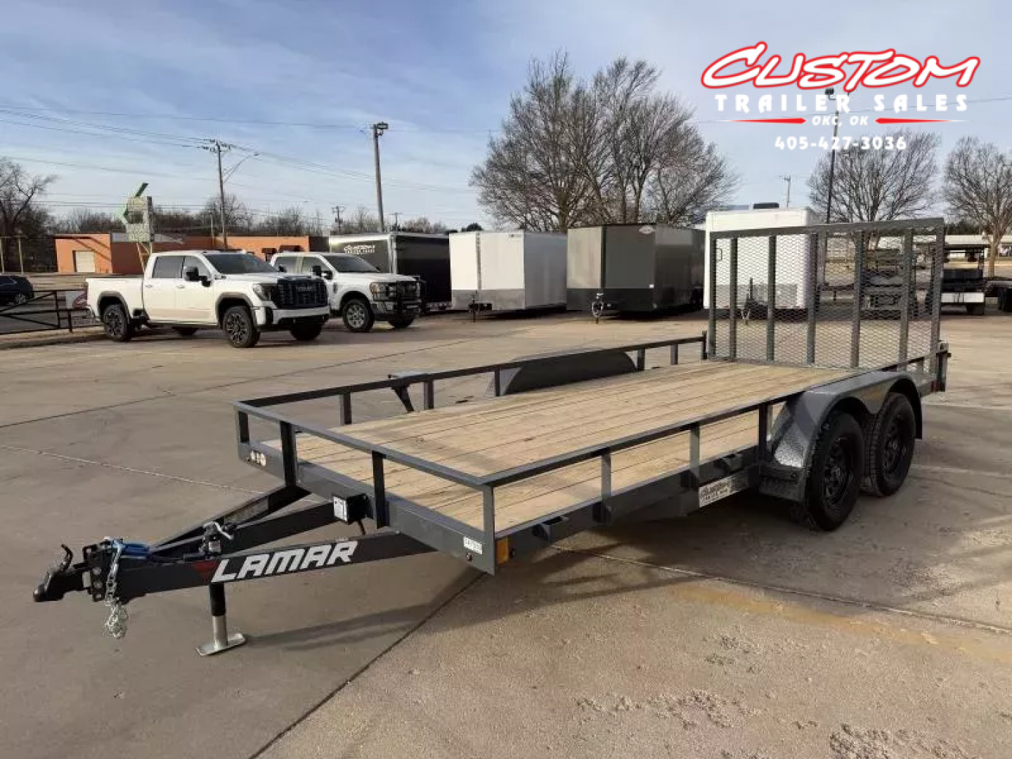 New #147559 2026 LAMAR UC 16 X 83 TANDEM AXLE ANGLE TOP 7K UTILITY W/ REAR RAMP GATE