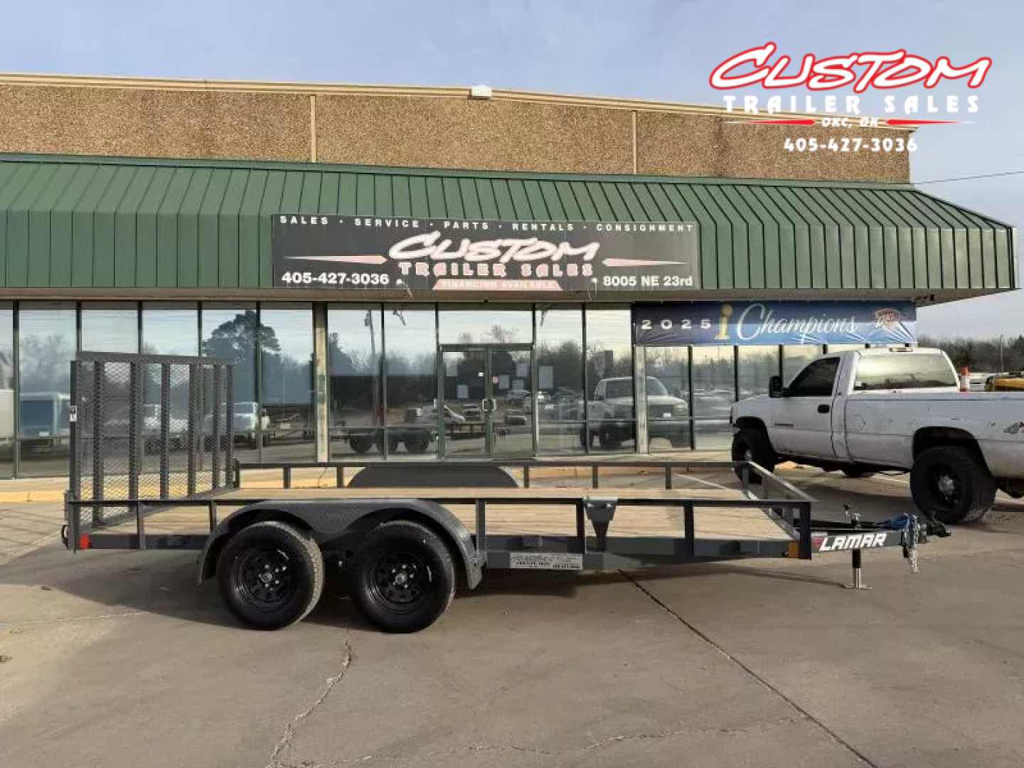 New #147559 2026 LAMAR UC 16 X 83 TANDEM AXLE ANGLE TOP 7K UTILITY W/ REAR RAMP GATE