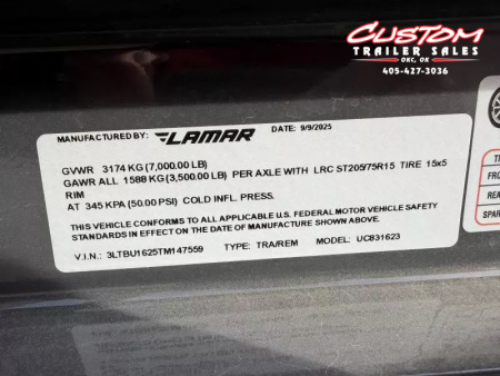 New #147559 2026 LAMAR UC 16 X 83 TANDEM AXLE ANGLE TOP 7K UTILITY W/ REAR RAMP GATE