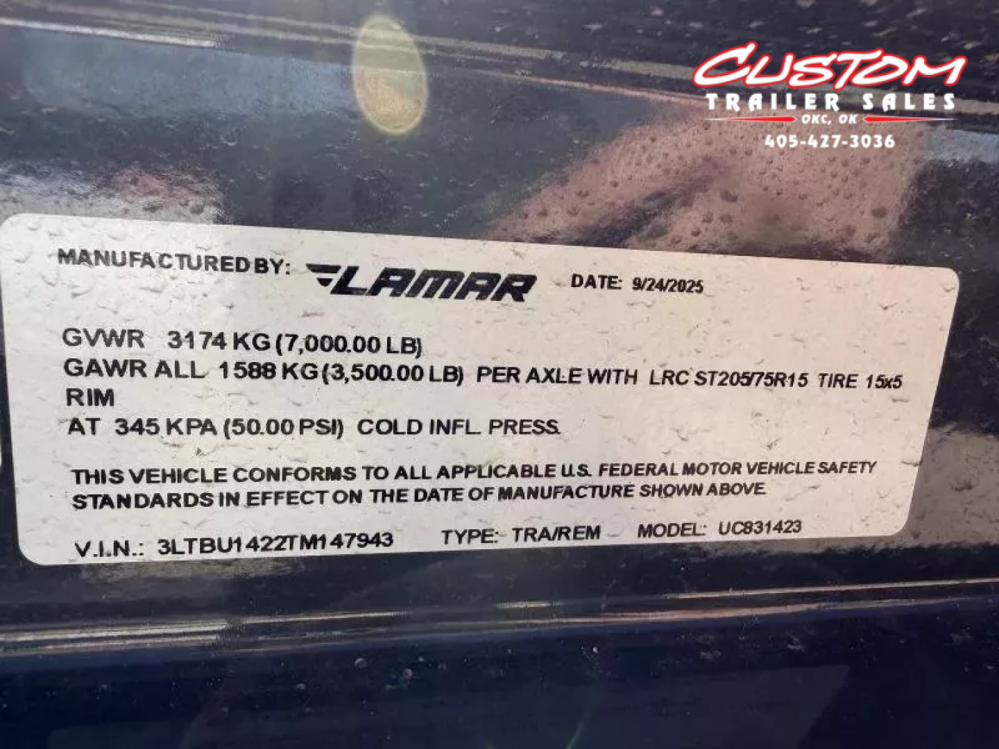 New #147943 2026 LAMAR UC 14 X 83 TANDEM AXLE ANGLE TOP 7K UTILITY W/ REAR RAMP GATE