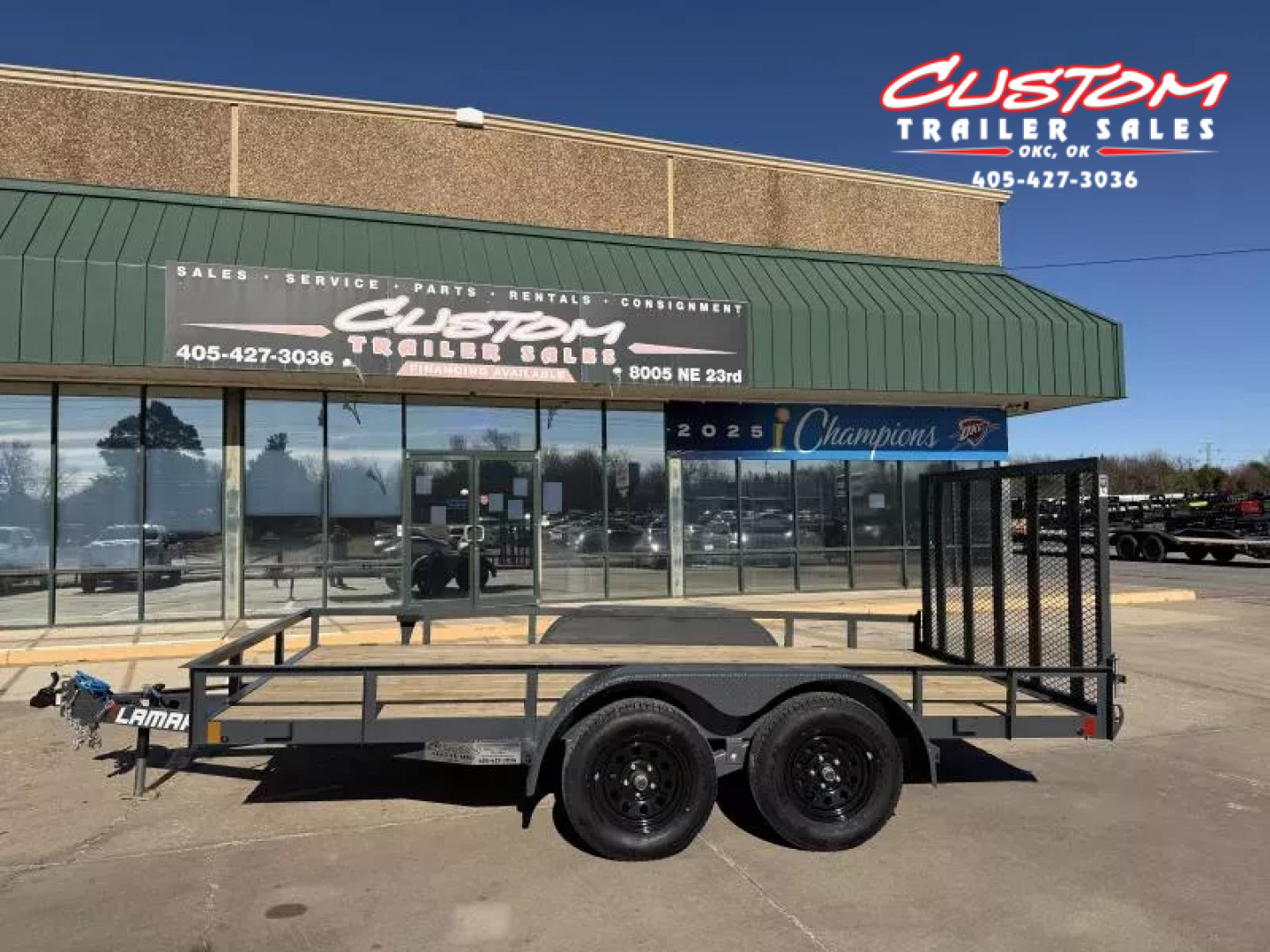 New #147943 2026 LAMAR UC 14 X 83 TANDEM AXLE ANGLE TOP 7K UTILITY W/ REAR RAMP GATE