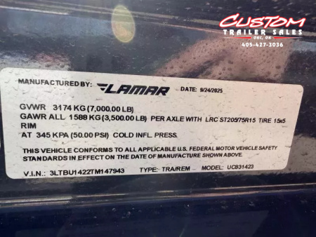 New #147943 2026 LAMAR UC 14 X 83 TANDEM AXLE ANGLE TOP 7K UTILITY W/ REAR RAMP GATE