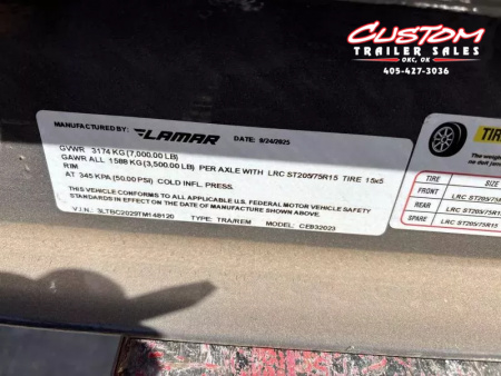 New #148120 2026 LAMAR CE 20 X 83 TANDEM AXLE 7K WOOD FLOOR CAR HAULER