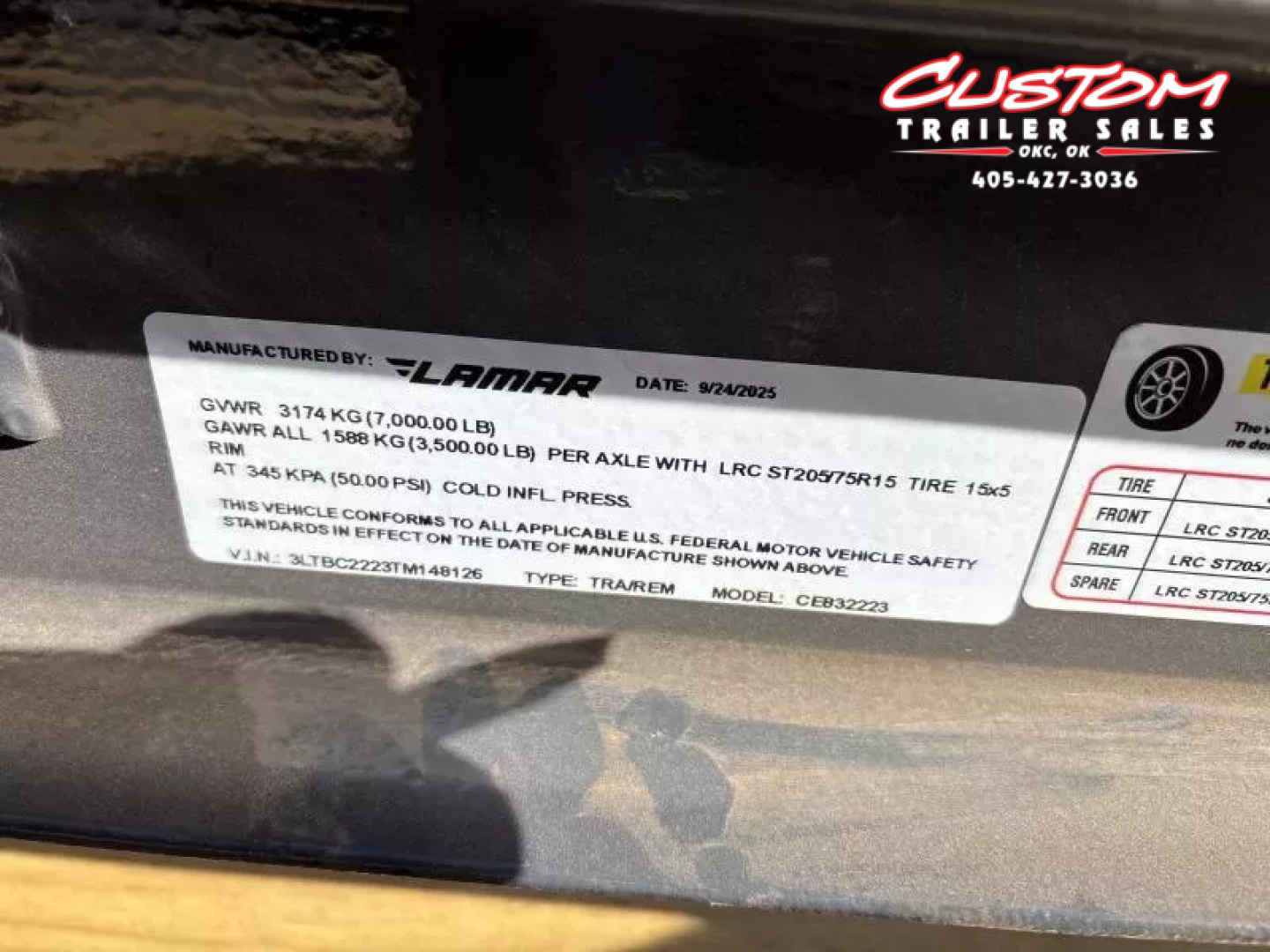 New #148126 2026 LAMAR CE 22 X 83 TANDEM AXLE 7K WOOD FLOOR CAR HAULER