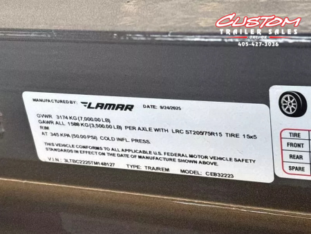 New #148127 2026 LAMAR CE 22 X 83 TANDEM AXLE 7K WOOD FLOOR CAR HAULER