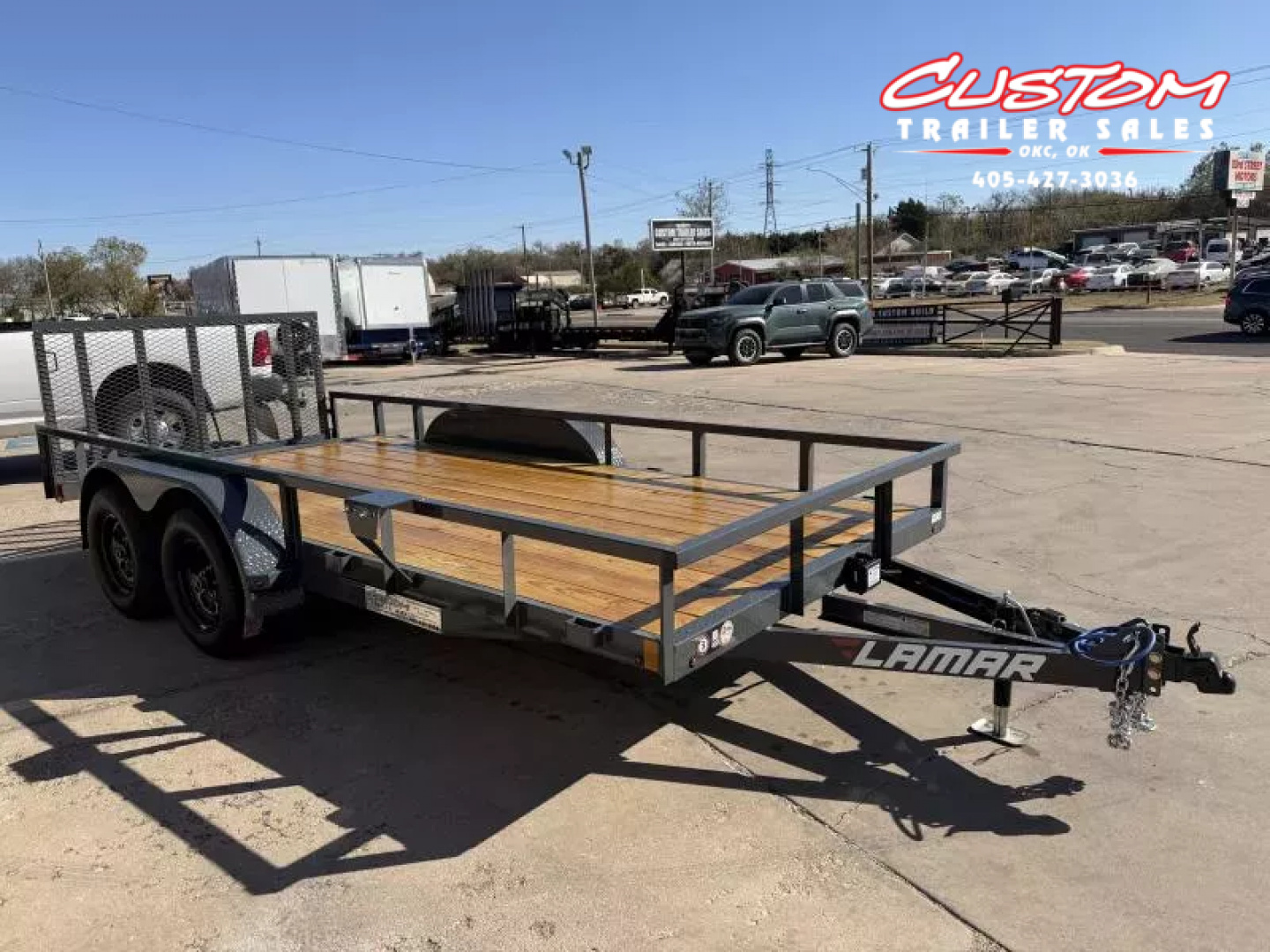 New #148138 2026 LAMAR UC 16 X 77 TANDEM AXLE SQUARE TUBE TOP 7K UTILITY W/ 2' DOVE & RAMP GATE