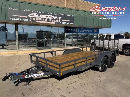 New #148138 2026 LAMAR UC 16 X 77 TANDEM AXLE SQUARE TUBE TOP 7K UTILITY W/ 2' DOVE & RAMP GATE