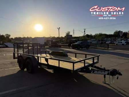 New #148151 2026 LAMAR UC 16 X 83 TANDEM AXLE SQUARE TUBE TOP 7K UTILITY W/ 2' DOVE & RAMP GATE