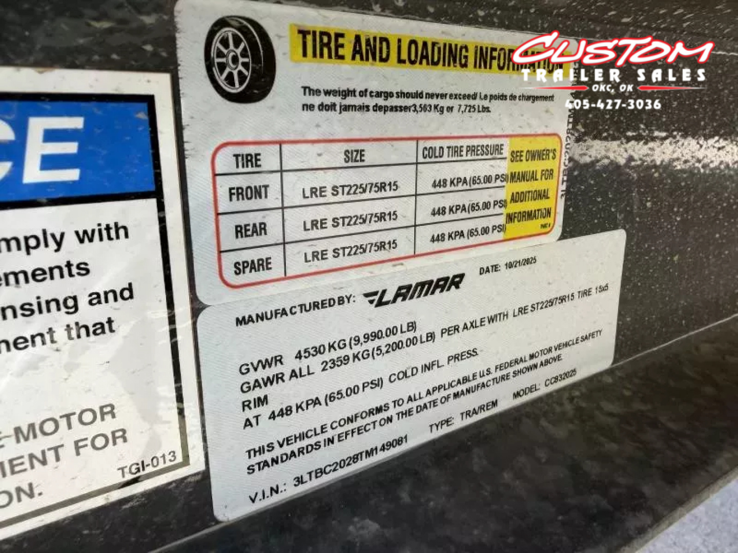 New #149081 2026 LAMAR CC 20 X 83 TANDEM AXLE 10K WOOD FLOOR CAR HAULER