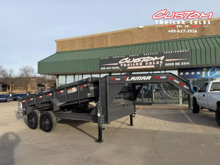 New #149511 2026 LAMAR DL 14 X 83 TANDEM AXLE LOW PRO 14K GOOSENECK DUMP W/ 2' SIDES