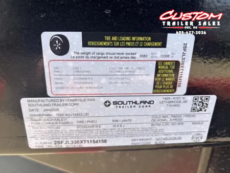 New #154158 2026 SOUTHLAND SL714 14 X 84 TANDEM AXLE 14K BUMPER PULL DUMP W/ SPARE TIRE