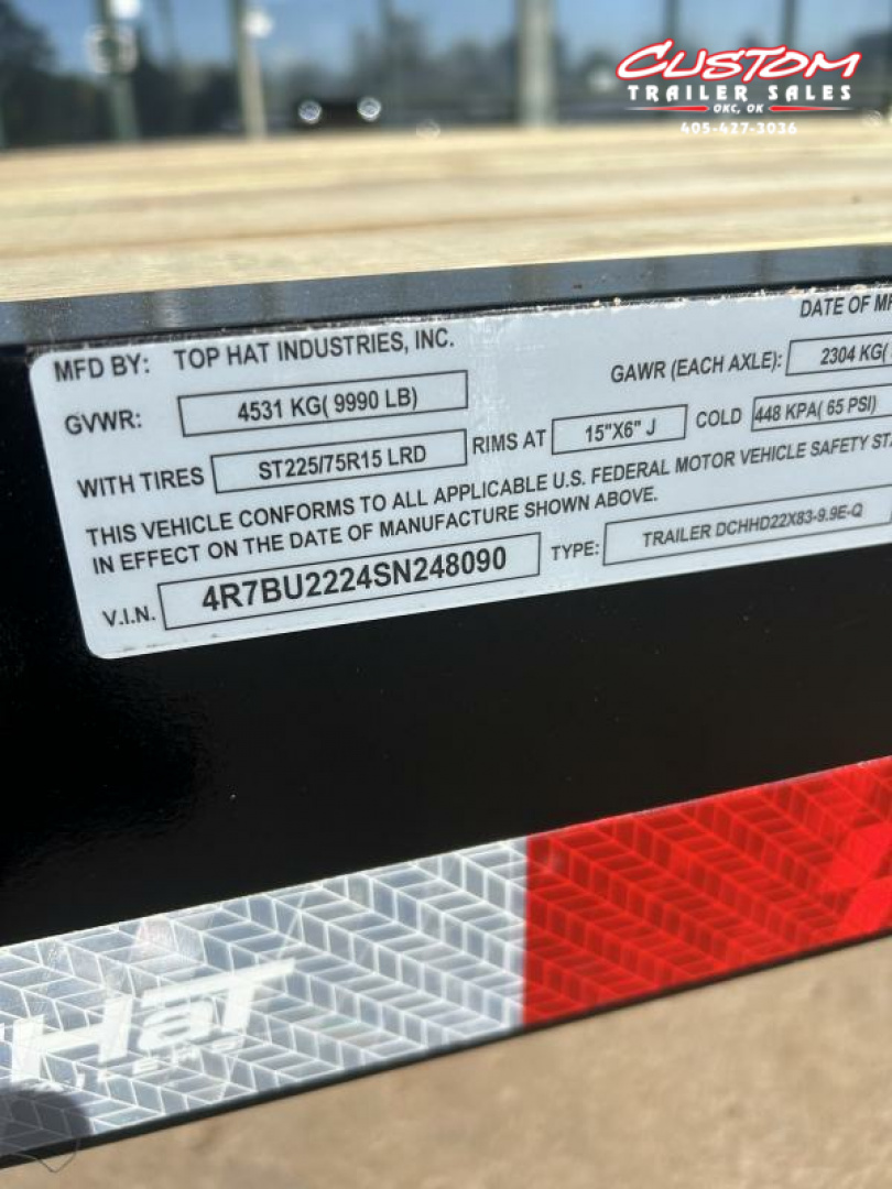 New #248090 2025 TOP HAT HDCH 22 X 83 TANDEM AXLE 10K WOOD FLOOR CAR HAULER