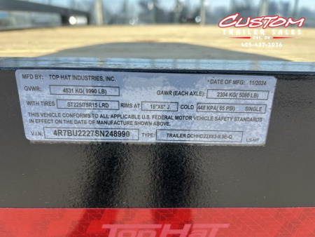 New #248990 2025 TOP HAT HDCH 22 X 83 TANDEM AXLE 10K WOOD FLOOR CAR HAULER