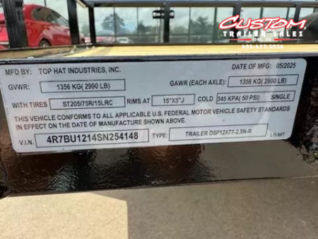 New #254148 2025 TOP HAT DSP 12 X 77 SINGLE AXLE PIPE TOP 3.5K UTILITY W/ 2' DOVE & 36" RAMP GATE