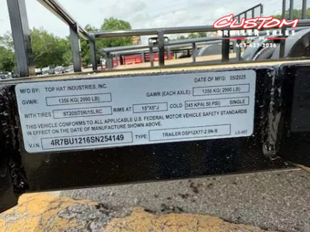 New #254149 2025 TOP HAT DSP 12 X 77 SINGLE AXLE PIPE TOP 3.5K UTILITY W/ 2' DOVE & 36" RAMP GATE