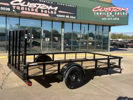 New #255071 2026 TOP HAT DSP 12 X 77 SINGLE AXLE PIPE TOP 3.5K UTILITY TRAILER W/ REAR RAMP GATE