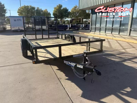 New #255071 2026 TOP HAT DSP 12 X 77 SINGLE AXLE PIPE TOP 3.5K UTILITY TRAILER W/ REAR RAMP GATE