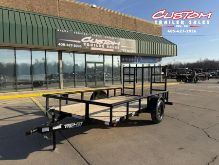 New #258419 2026 TOP HAT DSP 12 X 77 SINGLE AXLE PIPE TOP 3.5K UTILITY TRAILER W/ REAR RAMP GATE