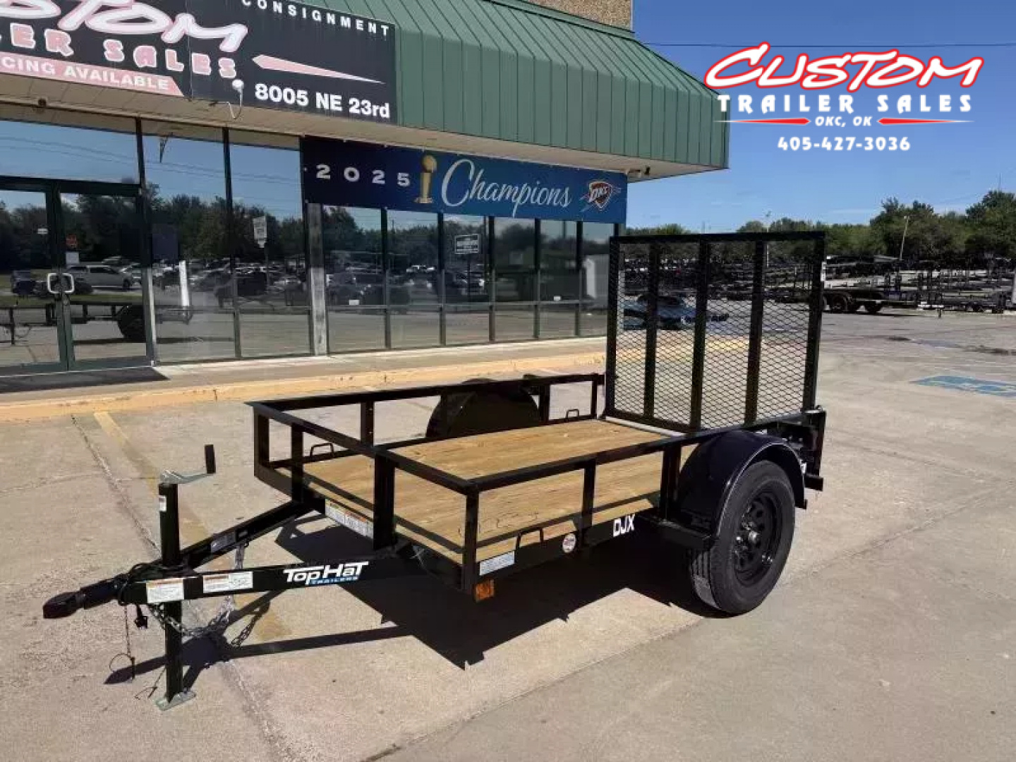 New #258590 2026 TOP HAT DJX 5 X 8 SINGLE AXLE ANGLE TOP 3.5K UTILITY W/ 48" RAMP GATE