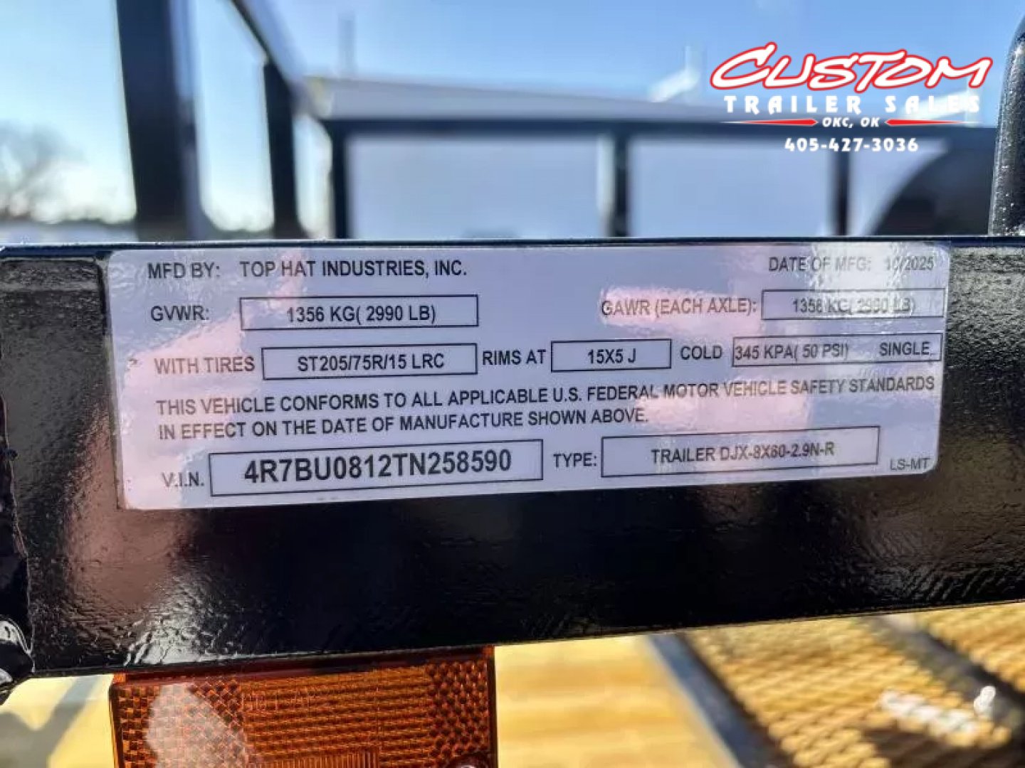 New #258590 2026 TOP HAT DJX 5 X 8 SINGLE AXLE ANGLE TOP 3.5K UTILITY W/ 48" RAMP GATE