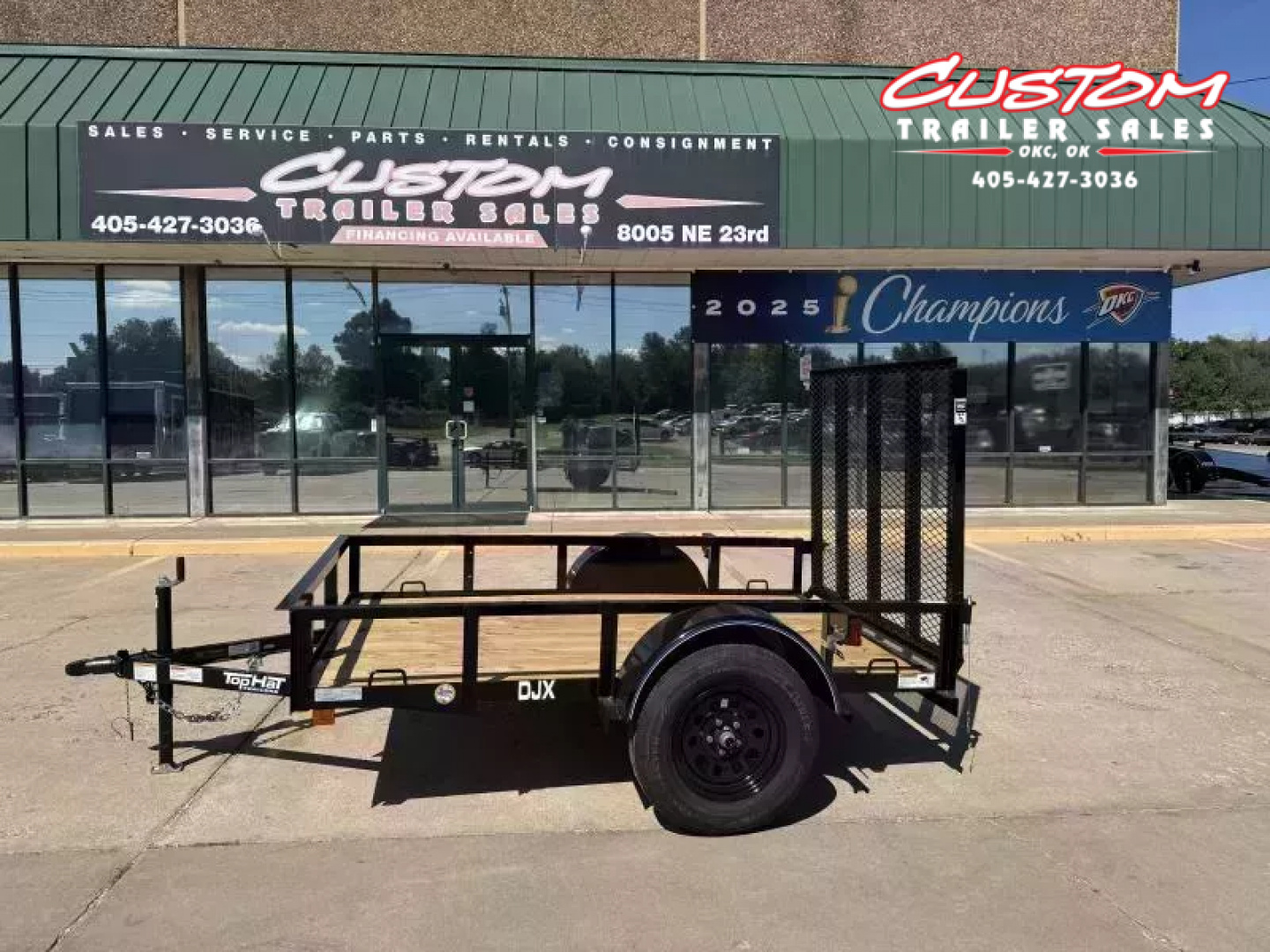 New #258592 2026 TOP HAT DJX 5 X 8 SINGLE AXLE ANGLE TOP 3.5K UTILITY W/ 48" RAMP GATE