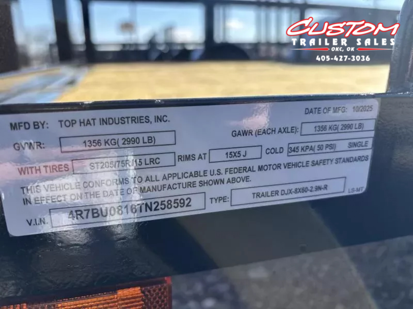 New #258592 2026 TOP HAT DJX 5 X 8 SINGLE AXLE ANGLE TOP 3.5K UTILITY W/ 48" RAMP GATE