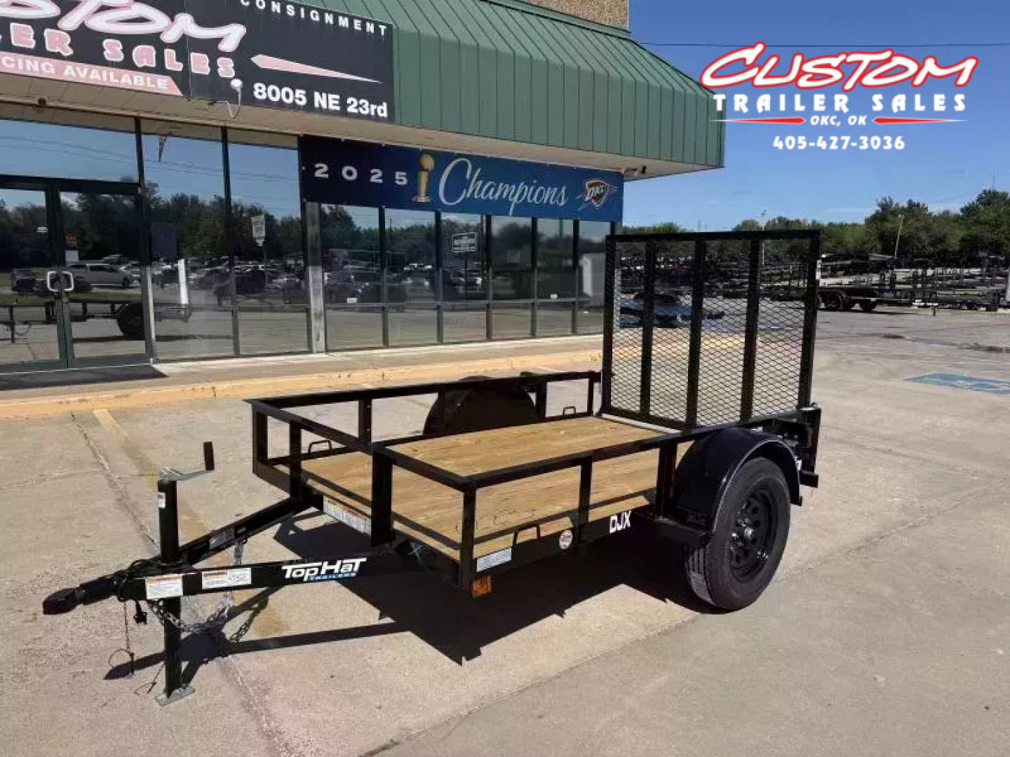 New #258593 2026 TOP HAT DJX 5 X 8 SINGLE AXLE ANGLE TOP 3.5K UTILITY W/ 48" RAMP GATE