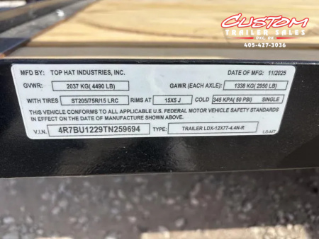 New #259694 2026 TOP HAT LDX 12 X 77 SQUARE TUBE TOP 7K UTILITY W/ RAMP GATE
