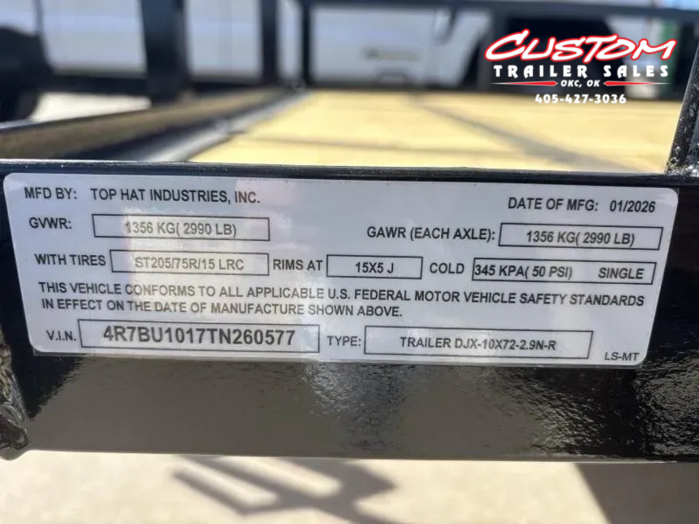 New #260577 2026 TOP HAT DJX 6 X 10 SINGLE AXLE ANGLE TOP 3.5K UTILITY W/ 48" RAMP GATE