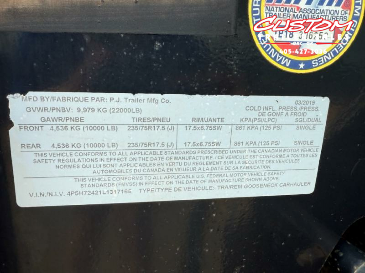 Used #317165 USED 2020 PJ TRAILERS H7 24 X 102 TANDEM AXLE SUPER SINGLE 20K GOOSENECK EQUIPMENT TRAILER