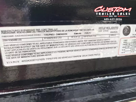 New #371070 2026 LOAD TRAIL DK 20 X 102 BUMPER PULL 10K DECKOVER W/ SLIDE IN RAMPS