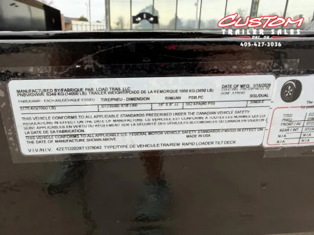 New #378043 2026 LOAD TRAIL TM 20 X 83 TANDEM AXLE RAPID LOADER 14K STEEL FLOOR TILT DECK TRAILER