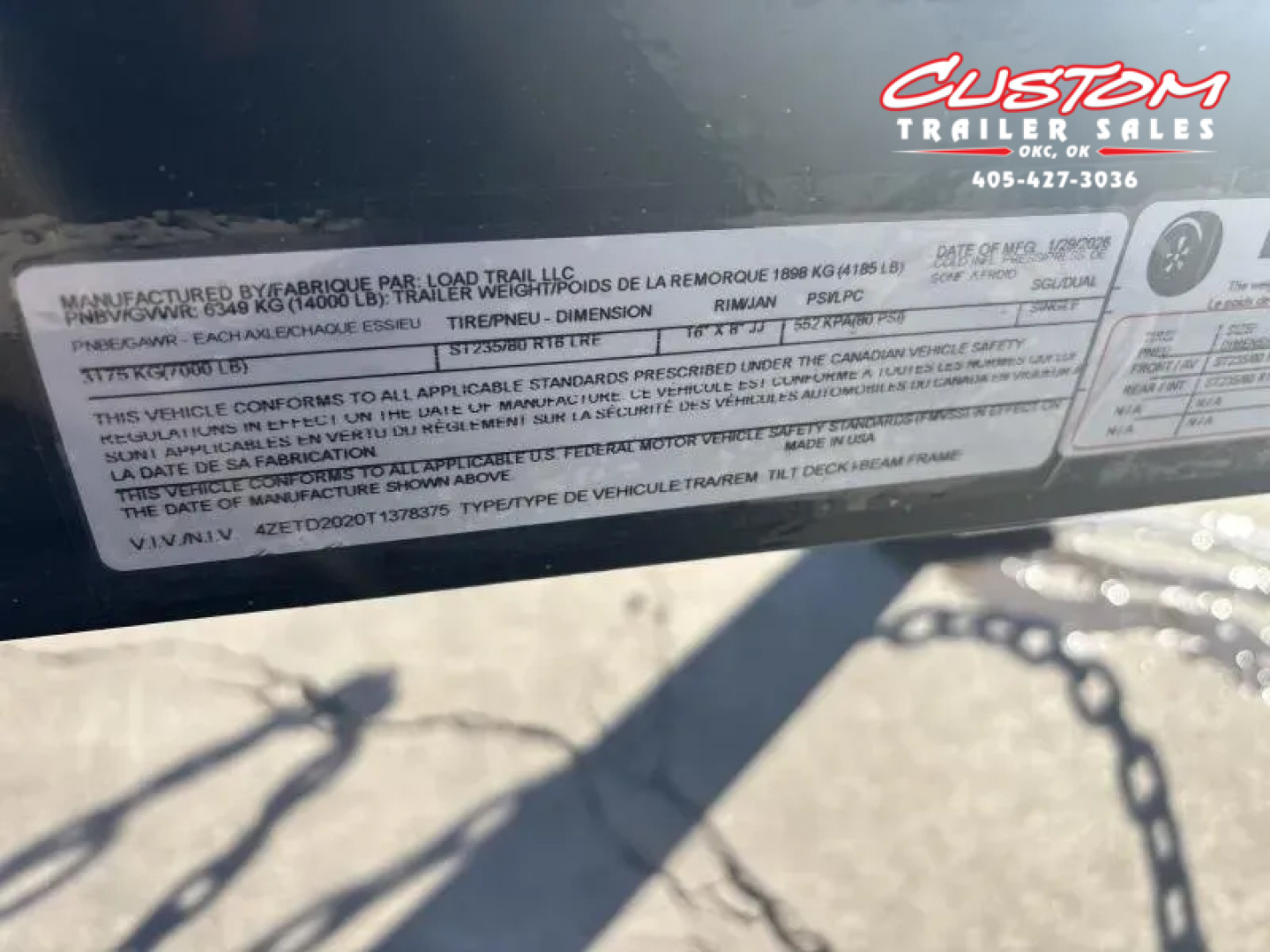 New #378375 2026 LOAD TRAIL TH 20 X 83 TANDEM AXLE 14K TILT DECK TRAILER