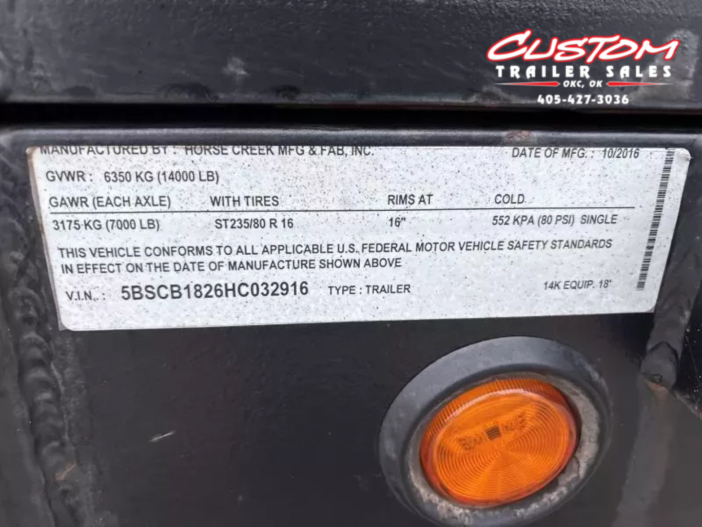 Used #032916 USED 2017 HORSE CREEK 18 X 83 PIPE TOP TANDEM AXLE 14K LANDSCAPE TRAILER W/ 3' SIDES