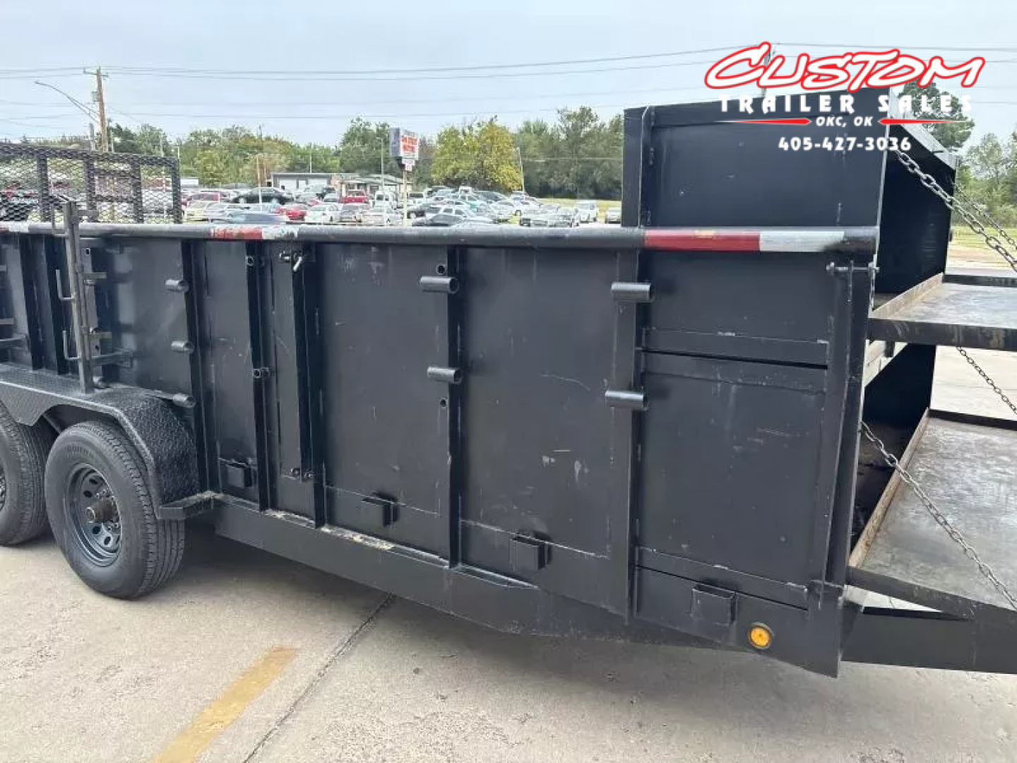 Used #032916 USED 2017 HORSE CREEK 18 X 83 PIPE TOP TANDEM AXLE 14K LANDSCAPE TRAILER W/ 3' SIDES