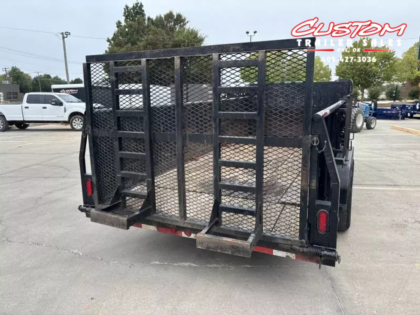 Used #032916 USED 2017 HORSE CREEK 18 X 83 PIPE TOP TANDEM AXLE 14K LANDSCAPE TRAILER W/ 3' SIDES