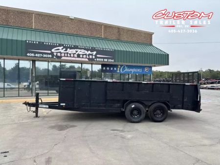 Used #032916 USED 2017 HORSE CREEK 18 X 83 PIPE TOP TANDEM AXLE 14K LANDSCAPE TRAILER W/ 3' SIDES