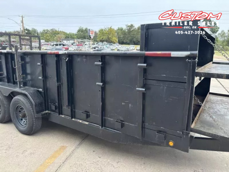 Used #032916 USED 2017 HORSE CREEK 18 X 83 PIPE TOP TANDEM AXLE 14K LANDSCAPE TRAILER W/ 3' SIDES