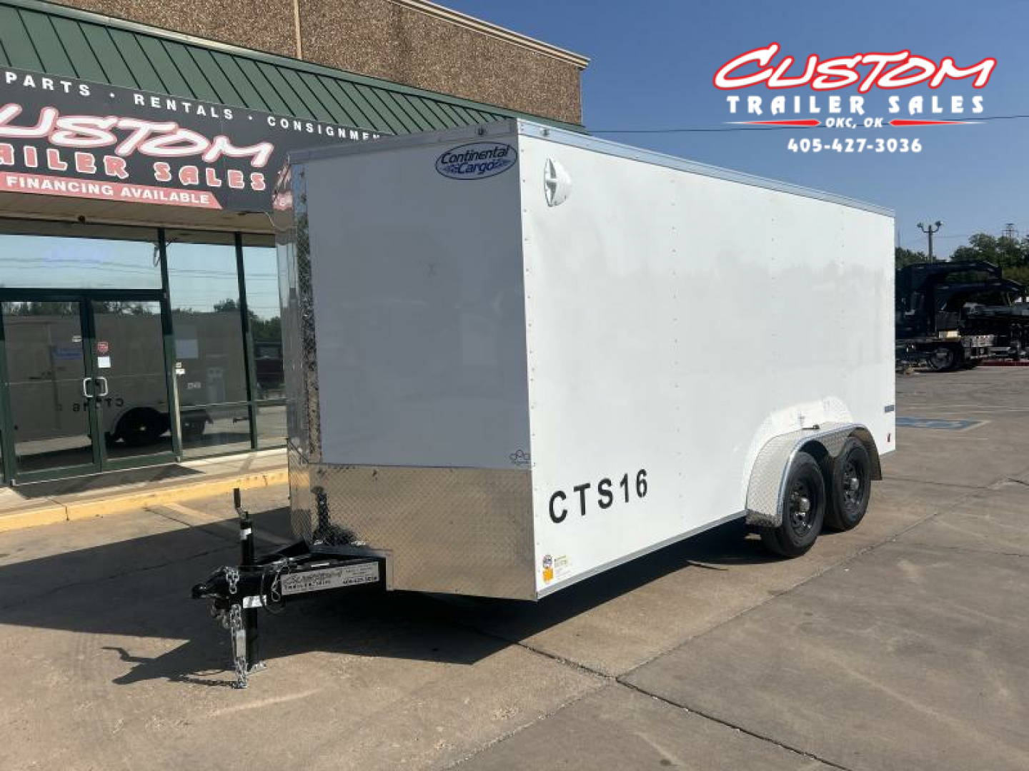 New RENTAL #16 - 7 X 16 TANDEM AXLE 10K ENCLOSED W/ REAR RAMP DOOR