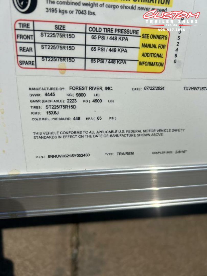 New RENTAL #16 - 7 X 16 TANDEM AXLE 10K ENCLOSED W/ REAR RAMP DOOR