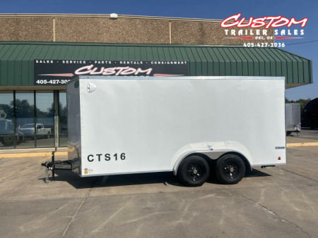 New RENTAL #16 - 7 X 16 TANDEM AXLE 10K ENCLOSED W/ REAR RAMP DOOR