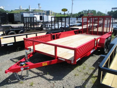 New 2025 Sure-Trac 7 x 16 RED Tube Top ATV 7K