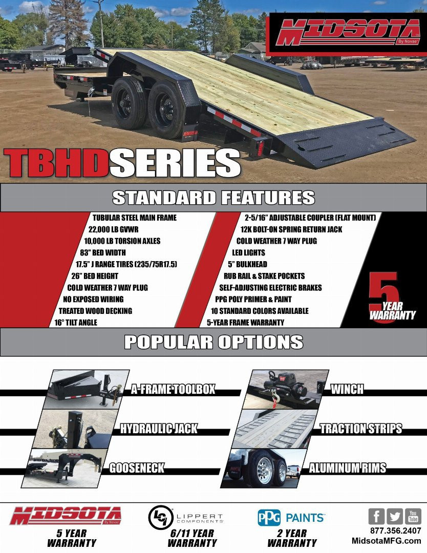 New 2025 Midsota TBHD-24 24' Tilt Equipment Trailer