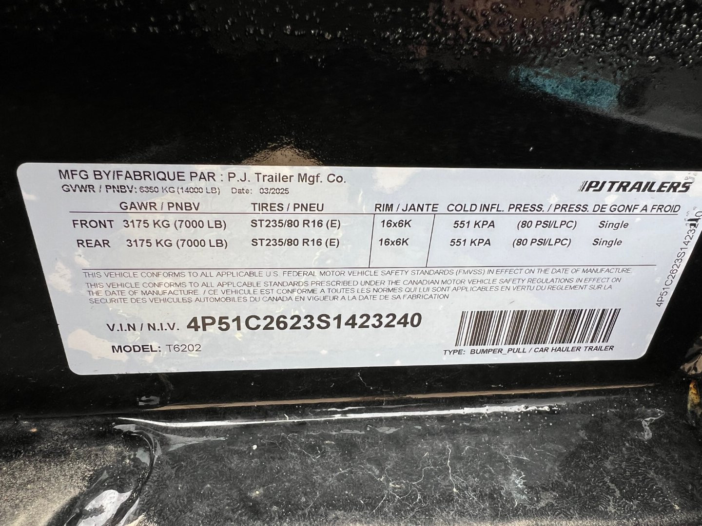 New 2025 PJ Trailers 20' T6 Tiltbed Tilt Trailer