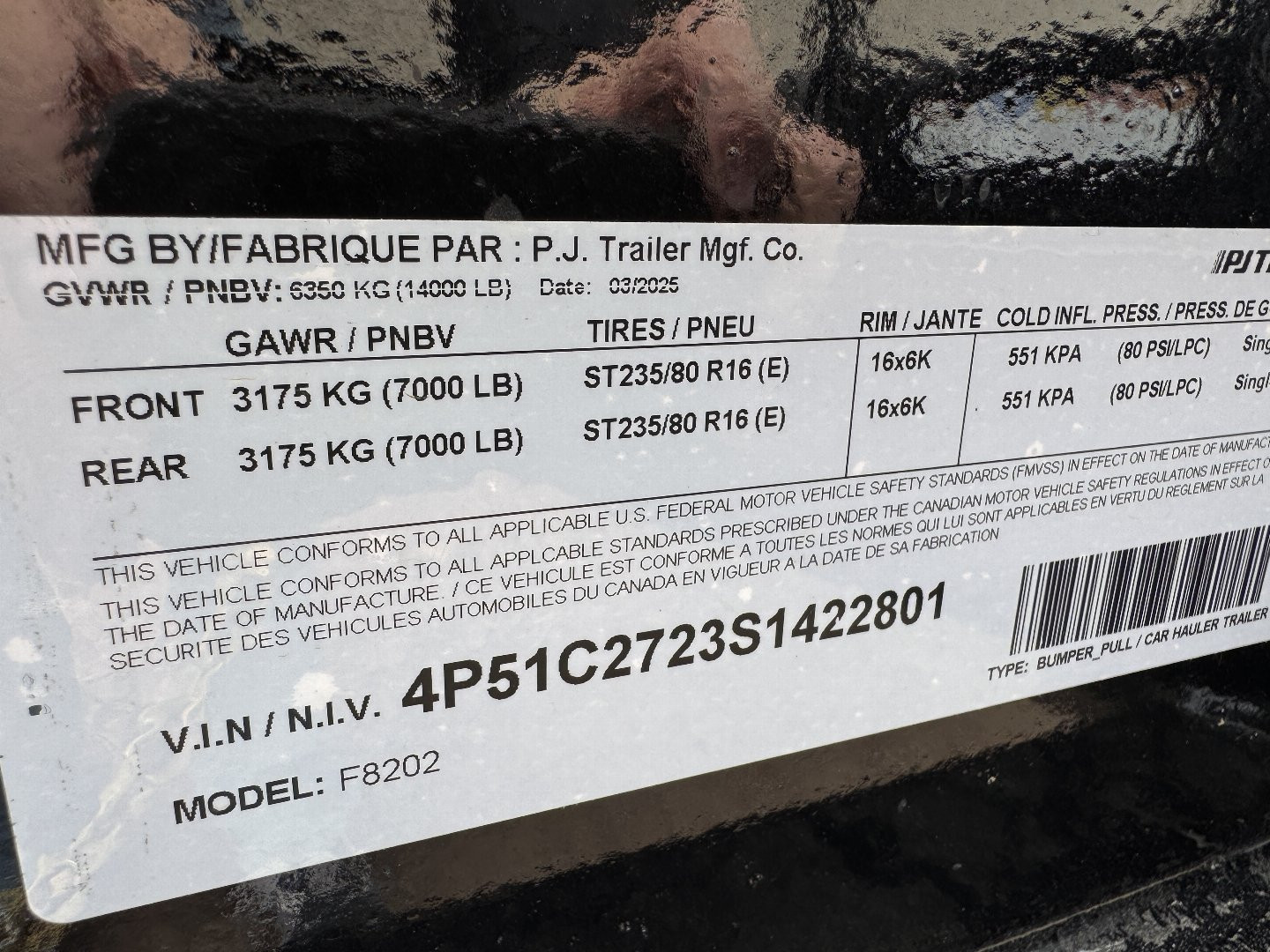 New 2025 PJ Trailers F8-20 14K Deckover Trailer