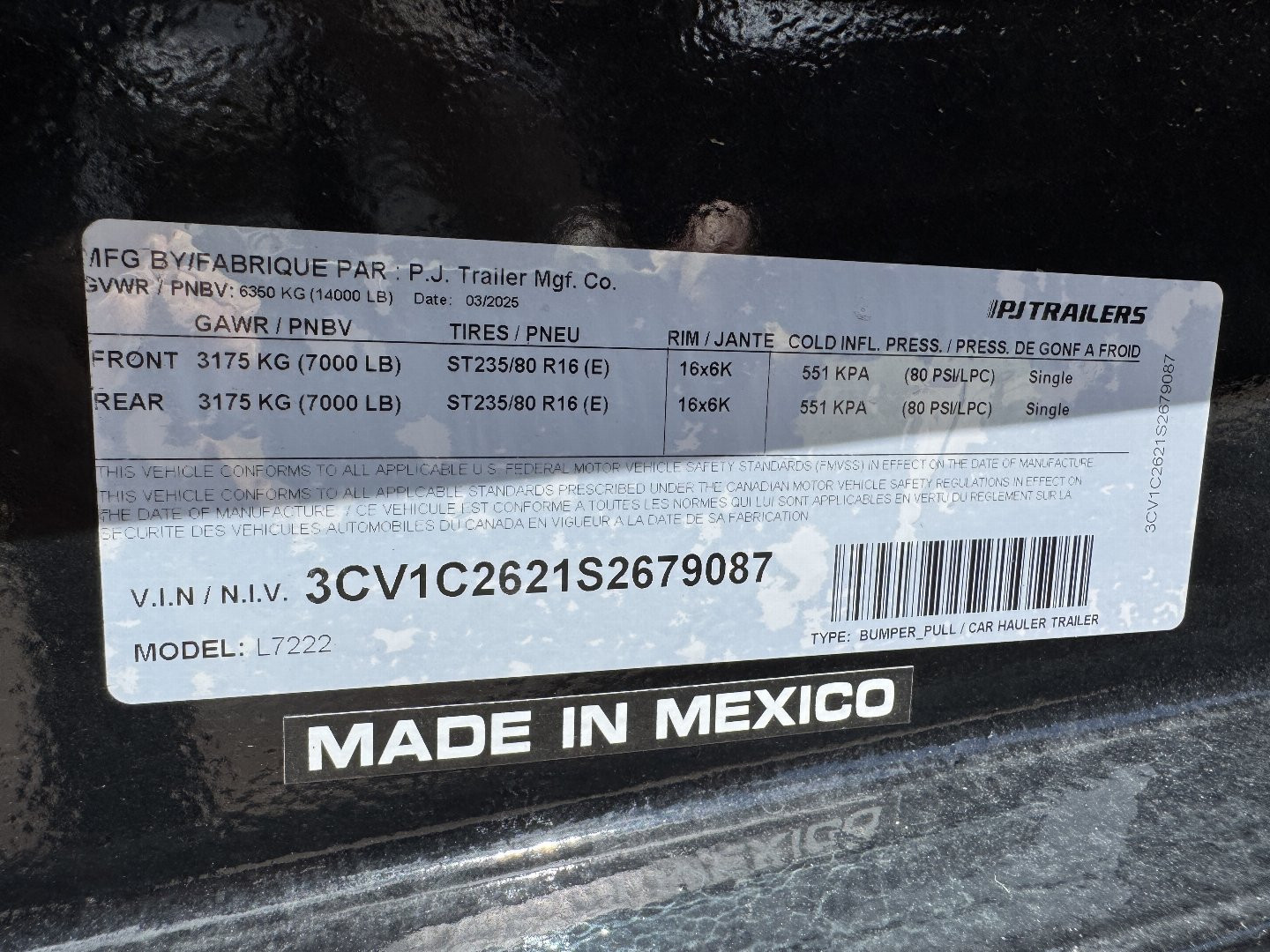 New 2025 PJ Trailers L7-22 14K Deckover Trailer